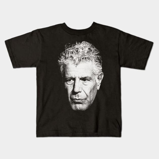 Portrait Anthony Bourdain Kids T-Shirt by LEMESGAKPROVE